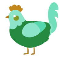 A viridian and mint chicken with a head pattern