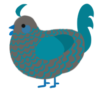 A grey and sea chicken with a lace pattern