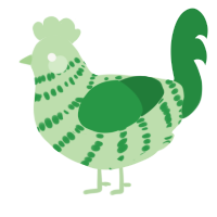 A gluppy and viridian chicken with a bar pattern