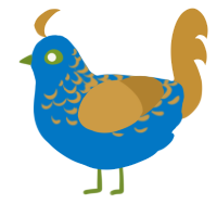 A sapphire and gold chicken with a half-lace pattern