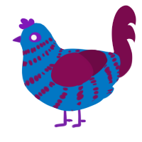 A sapphire and wine chicken with a bar pattern