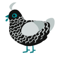 A black and silver chicken with a lace pattern