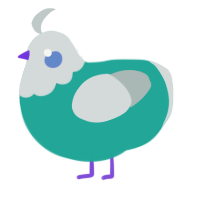 Sweet Pea, a turquoise and silver chicken with a head pattern