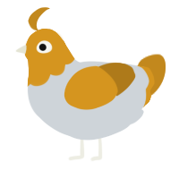A mist and ochre chicken with a head pattern