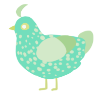 (unnamed), a mint and gluppy chicken with a speckle pattern