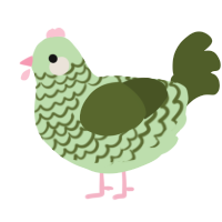 A gluppy and olive chicken with a lace pattern