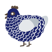 A navy and mist chicken with a lace pattern