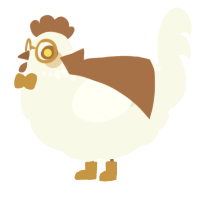 Apples and Cinnamon, a white chicken with a neck-speckle pattern