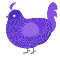 A indigo and blurple chicken with a double-lace pattern