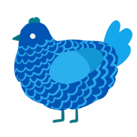 A ultramarine and sky chicken with a lace pattern