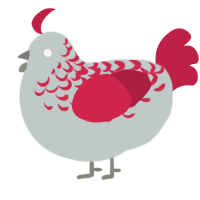 A silver and crimson chicken with a half-lace pattern