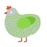 A silver and grass chicken with a lace pattern