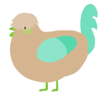 A beige and mint chicken
