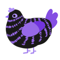 A sable and blurple chicken with a bar pattern