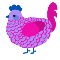 A lilac and fuchsia chicken with a lace pattern