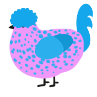 A lavender and sky chicken with a speckle pattern