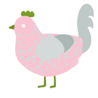 A rose and silver chicken with a speckle pattern