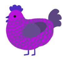 A amethyst and overcast chicken with a lace pattern