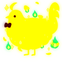 A yellow chicken with a speckle pattern