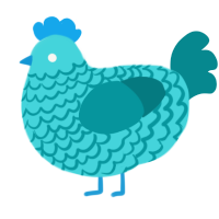 A aqua and teal chicken with a lace pattern