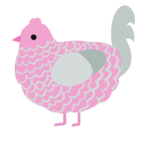 A pink and silver chicken with a lace pattern