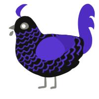 A black and indigo chicken with a lace pattern
