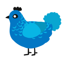 A sapphire and cerulean chicken with a half-lace pattern