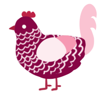 A maroon and rose chicken with a lace pattern