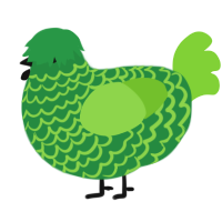 A viridian and grass chicken with a lace pattern
