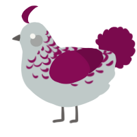 A silver and wine chicken with a half-lace pattern
