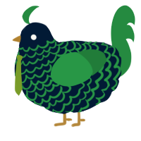 A tumblr and viridian chicken with a lace pattern