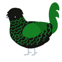 A black and leaf chicken with a lace pattern