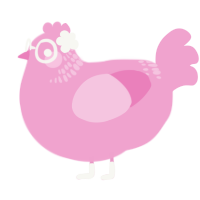 A pink chicken with a neck-band pattern