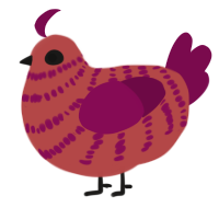 A red and wine chicken with a bar pattern
