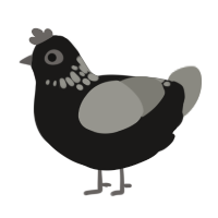 A sable and ash chicken with a neck-speckle pattern
