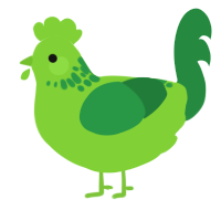 A grass and viridian chicken with a neck-speckle pattern