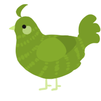 A chartreuse chicken with a bar pattern