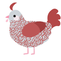 A mist and red chicken with a double-lace pattern