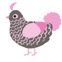 A grey and pink chicken with a lace pattern