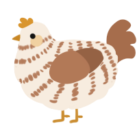 A cream and brown chicken with a bar pattern