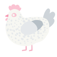 (unnamed), a white and mist chicken with a speckle pattern