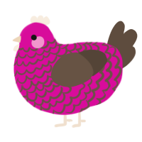 A fuchsia and bark chicken with a lace pattern