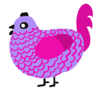 A lilac and fuchsia chicken with a lace pattern