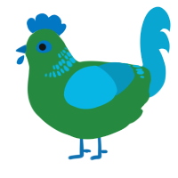 A viridian and cerulean chicken with a neck-band pattern