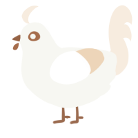 A white and cream chicken
