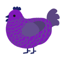 VeryBerryOurpl, a violet and overcast chicken with a lace pattern