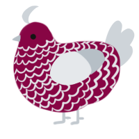 A maroon and mist chicken with a lace pattern