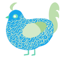 A sky and gluppy chicken with a double-lace pattern