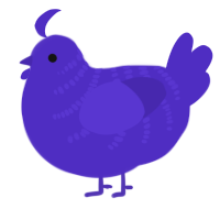 A indigo chicken with a half-bar pattern