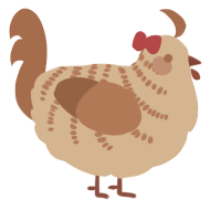 A beige and brown chicken with a half-bar pattern